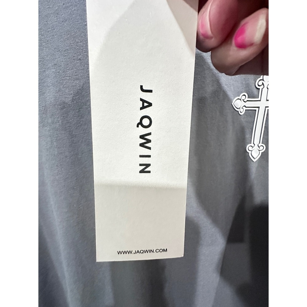 Jaqwin Mens Heavyweight Drop Shoulder T-Shirt Charcoal Gray Gothic Cross Small - Picture 4 of 8